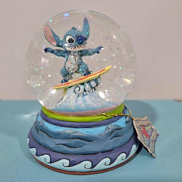 Disney Jim Shore Lilo and Stitch Shootin' the Curls Waterball Snowglobe - Picture 1 of 1